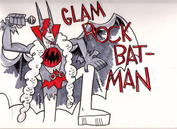 calamityjonsaveus:  GLAM ROCK BATMAN I’ve mentioned before that the internet could do a lot worse than take a year off of redesigning Batman and his rogues gallery but, at the same time, it’s almost irresistibly compelling. I get it, the entire