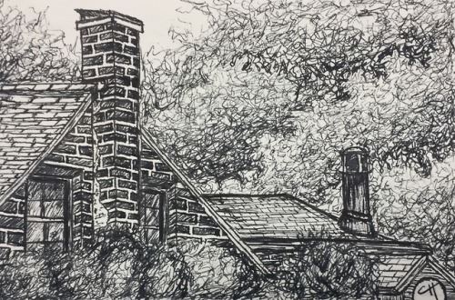 Roof Sketch In Ink