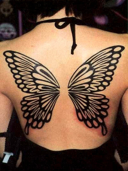 butterflytattoosforwomen: Sexy Black Elegant Butterfly Back Tattoo