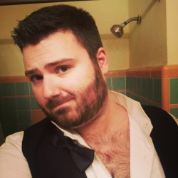 allabitfuzzy:  So Jake’s always a sexy fella, but that whole partially stripped dress clothes thing is kinda pushing it over the edge for me ;-) beardedsaint:  Partially topless Tuesday teaser pic. Send me some TMI’s and unlock a full shot :) #gaybear