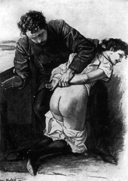 spanking-art:  Art by Louis Malteste  She looks serene.  A spanked