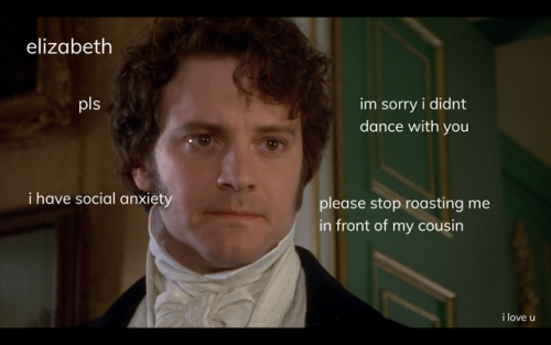 fluffyblue-multifandommess: [ID: a screenshot of Mr. Darcy as portrayed by Colin Firth, looking quit