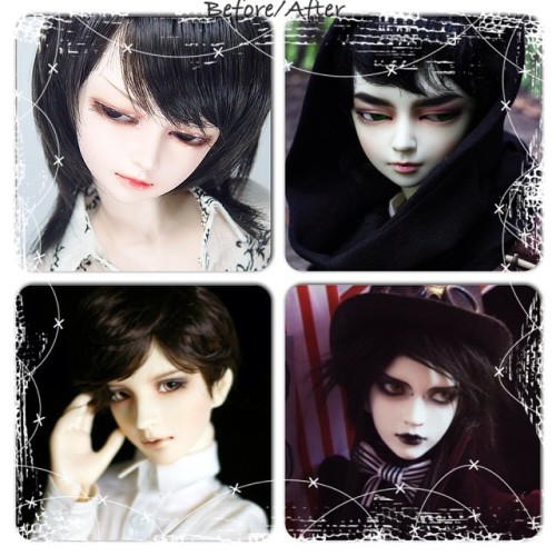 dark-delicacies: Thought this tag sounded fun :) Two of my dolls before and after; TOP: My Luts Woos