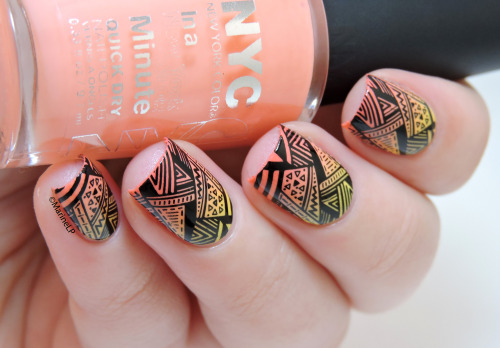 marinelp:Sunset aztec nails