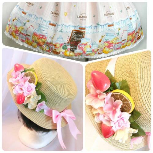 lotvdesigns:A custom boater hat I made to match a customer’s Meta Pink Lemonade Jsk. I’m so happy 