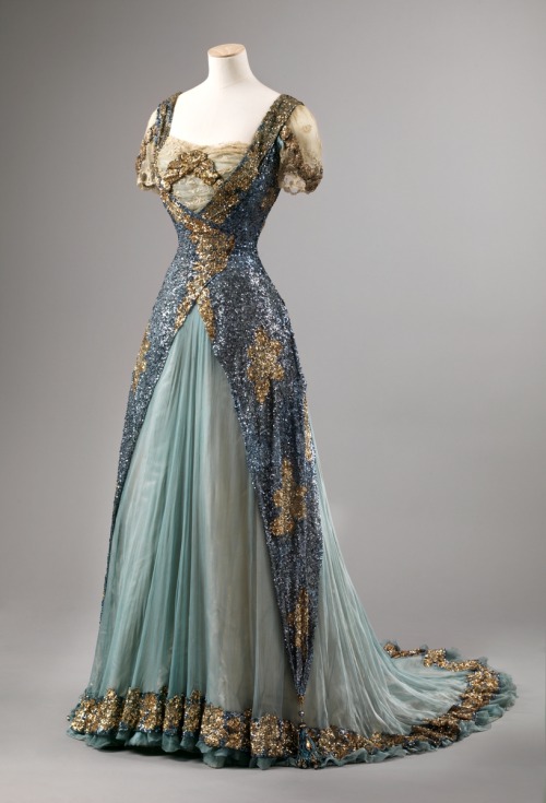 ephemeral-elegance: Sequin and Chiffon Ball Gown, ca. 1905-10 via Nordic National Museum 