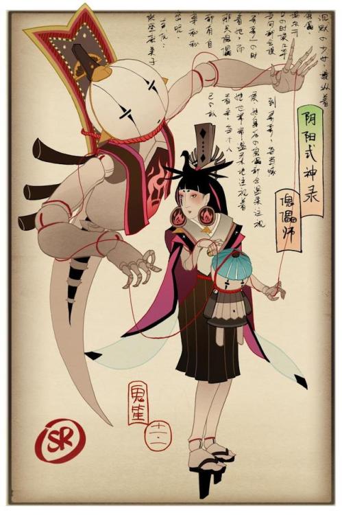 [Part. 3/6] Onmyoji (阴阳师) mythicalcharacters, drawn ukiyo-e style by 鬼笙 (find other parts here) Shik