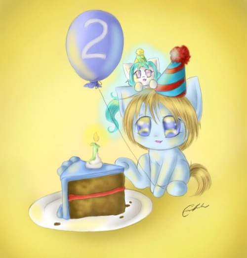 spectralpony:  My little buddy Jude turns two years old in one week. ^-^ I was going to wait until then to post this, but I’m just so excited that I couldn’t wait! *squeeeeeeee~!* <3 This is his little OC Cocoa Bean. *nod nod* I will be reposting