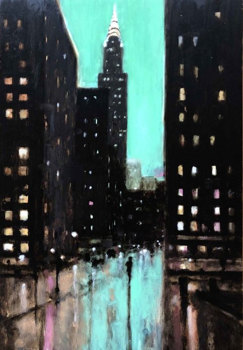 Geoffrey Johnson (American, b. 1965, Greensboro, NC, USA) - Chrysler Building Green, 2018  Paintings