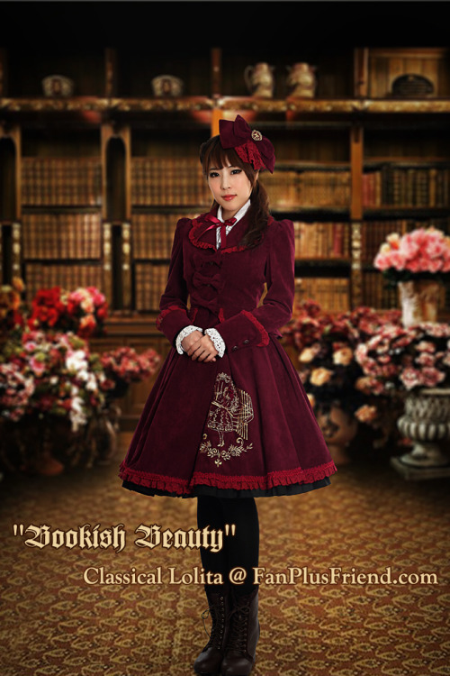 fanplusfriend:  “Bookish Beauty” Classic Lolita series, including jacket, skirt, scarf, hairdress, b