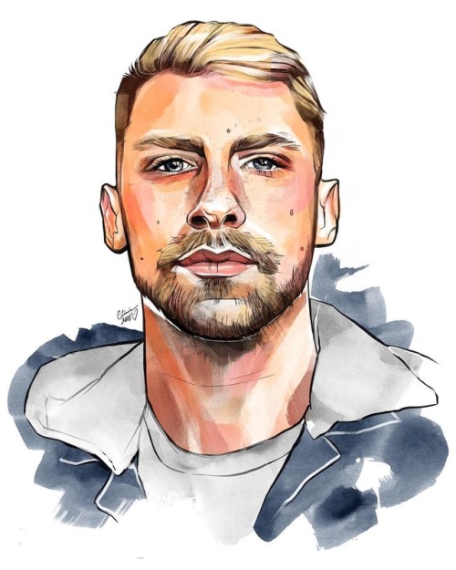 Here’s my illustration of the super handsome and talented @christophmichaud ! For our art trade! Mak