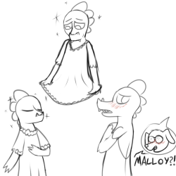 sleufoot: It’s 12:30 and I was suddenly motivated to draw Malloy in a dress.  Why? I couldn’t tell you.  Anyway these were just sketches I got done really quickly and it was fun to do, so if you guys want more sketch pages like this (or more garbo