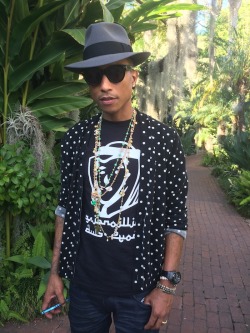 sk8brdp:  Pharrell rocking the Ollie Magazine x BBC t-shirt contest winner tee in L.A. 