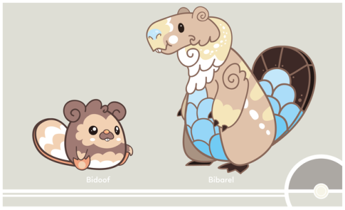 cosmopoliturtle:Pokemon Redesign #399-400 - Bidoof, Bibarel