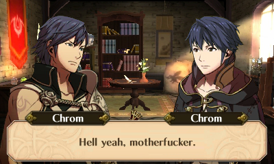 calamitaswrath:  Fire Emblem Awakening AU where the Avatar is named Chrom, and Chrom constantly makes pun with his name.(Captions included) 