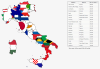 Italian regions with flags of national equivalents by GDP per capita PPP.
More similar GDP maps >>