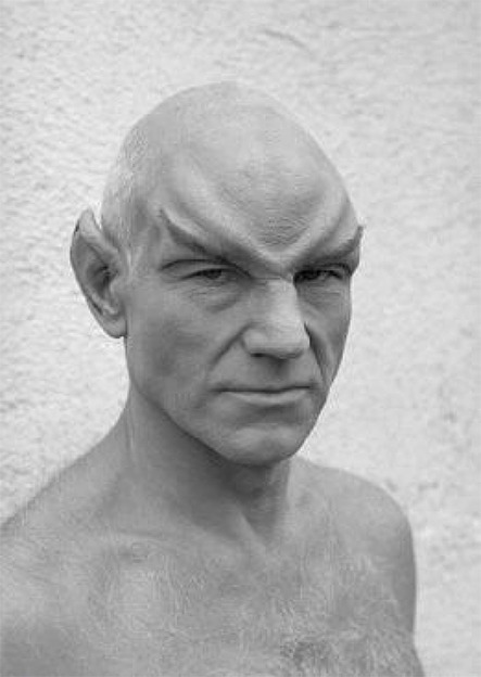 startrekstuff:Patrick Stewart in Romulan makeup.