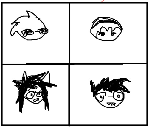 Have some doodles made with a mouse that I made while discussing how rich the kids were #homestuck#jade harley#john egbert#june egbert#dave strider#rose lalonde#hs fanart#fanart #this is the best thing Ive ever drawn