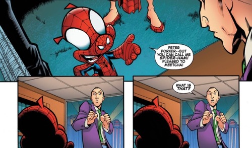 fyeahspiderverse: Peter Porker — but you can call me Spider-Ham! Pleased to meetcha!What is that?Web