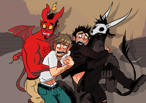 totallynotagentphilcoulson:  tifablog:  hereinlife13:  These are not mine but I wanted to bring them together!   http://tohdaryl.tumblr.com/  GAY DEMON BOYFRIENDS <3<3<3<3<3<3<3<3<3<3  I love all the homages to Mike Mignola