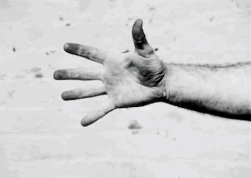 preciousandfregilethings:  sotlylaisse: Richard Serra, Hand Catching Lead (1968)
