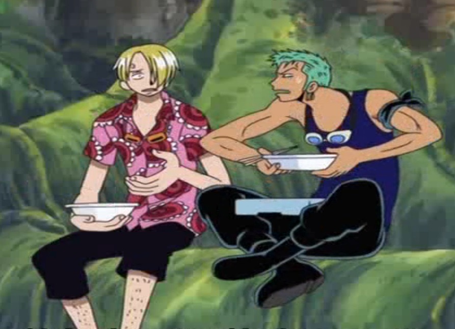 zo-ro-roronoa:  It kills me when Sanji sits next to Zoro casually and tosses him