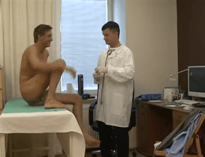 twinkacademy:Jaroslav is required to produce a sperm sample for the campus doctor