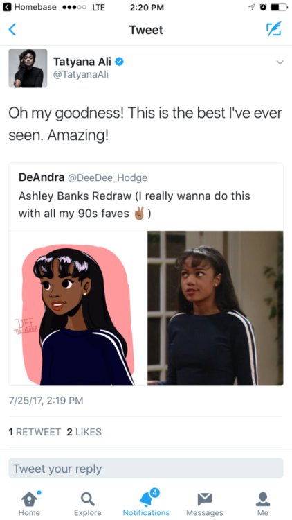 deandra-arts: Just wanna let y'all know that Tatyana Ali really likes my Ashely Banks picture still 
