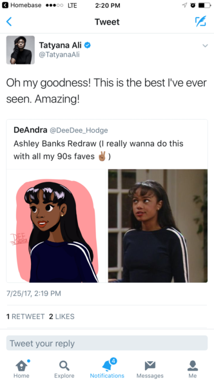 deandra-arts: deandra-arts:Just wanna let y'all know that Tatyana Ali really likes my Ashely Banks p