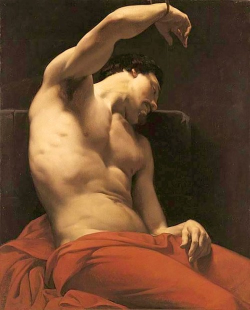 antonio-m:‘Male Torso’, 1844, by Francois Leon Benouville (1821-1859). Academic classical painter. oil on canvas.