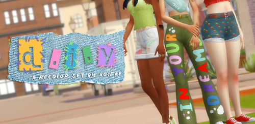 aoifae:d.i.y a recolor set by aoifaeI wanted more cute hand drawn denim things for my sims so here&r