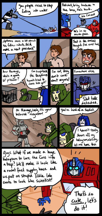 strawberrieninja:  herzspalter:  More than meets the eye Part 3 This one isn’t very good, I apologize. Also, it’s confusing as hell. And so, the Pilot comes to an end, in a confusing little finale filled with robots having silly plans, Starscream