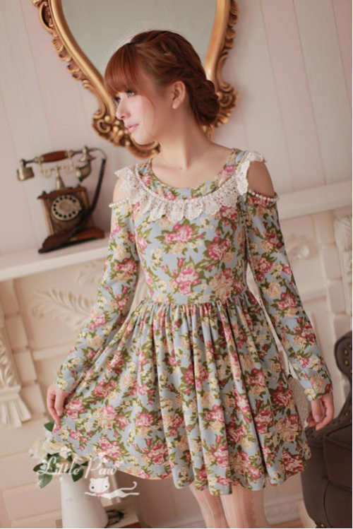 http://littlepawfashion.storenvy.com/products/822226-free-shipping-cutout-shoulder-floral-dress-hs1215