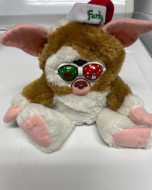 Custom Christmas Gizmo Gremlins Furby with his little Furby Santa hat, tested and working, up for ad