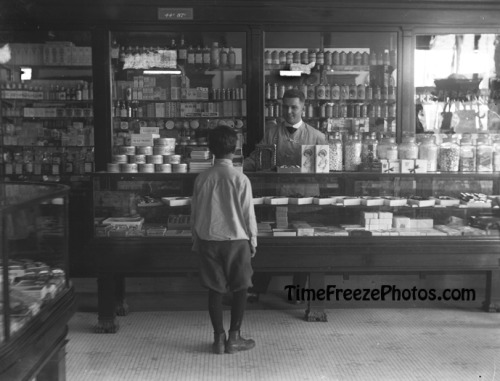 ~1900. Pharmacy interior. source