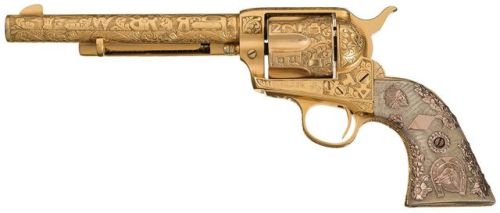 Gold plated Colt First Generation Colt Single Action Army revolver with Cole Agee Cattle Brand Patte