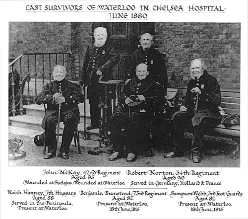 British veterans of Waterloo in 1880. At the Battle of Waterloo, which took place on June 18, 1815, 