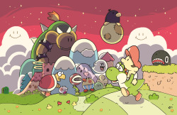 eto86:  Yoshi’s Island print. 17” x 11”