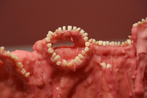 Mithu Sen, Border (Unseen), 2014. Dental polymer and artificial teeth suspended by aluminum fra