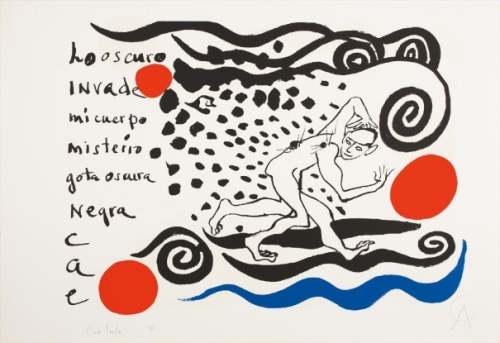 Alexander Calder&ldquo;Lo Oscuro Invade&rdquo;, With Poem By Carlos Franqui, 1970//“Lo oscuro invade