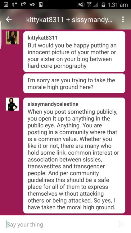 kittykat8311:  This evening just keeps getting better and better.   This woman found her (lovely, and very nonsexual) image reblogged on a porn blog without her permission, and this is the response she got when she asked that it be removed.  Just in