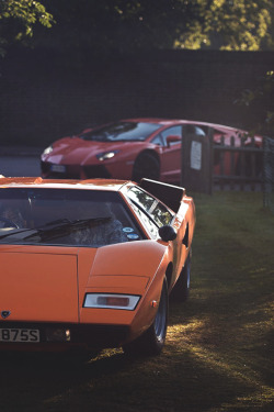 artoftheautomobile:  Lamborghini Countach &amp; Aventador (Credit: Luke)  countach &gt; aventador