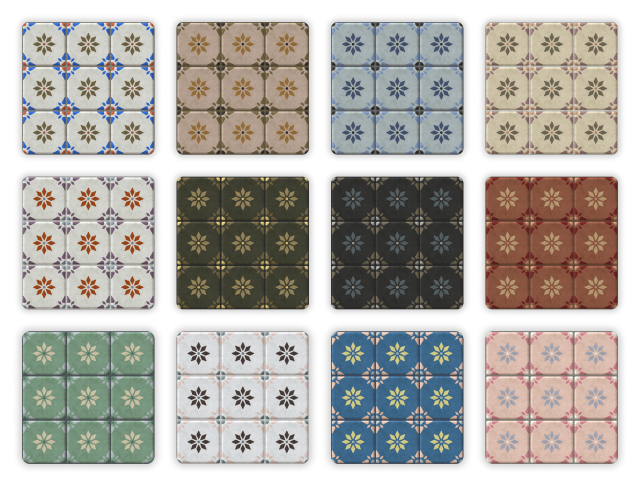 Preview of floor tiles swatches.