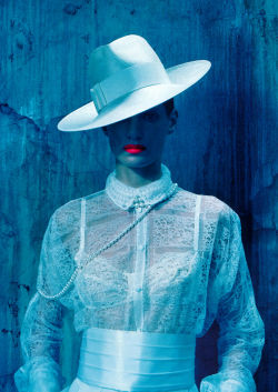 labsinthe:  &ldquo;Get Sharp&rdquo; Iris Strubegger shot by Miles Aldridge for Vogue Germany 2012 