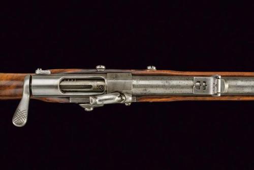 Bavarian Model 1858 infantry musket with Podewils-Lindner-Braunmuhl bolt action cartridge breechload
