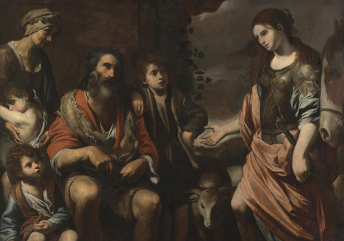 Erminia and the Shepherds by a follower of Valentin de Boulogne French, 17th centuryoil on canvaspri