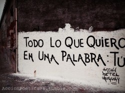 accionpoetica96:  “Todo lo que quiero en una palabra: Tu”