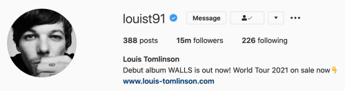 Louis reached 15 million followers on Instagram - 22/7