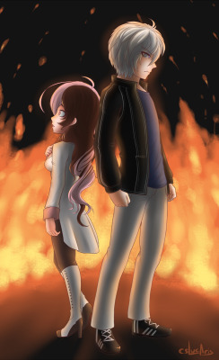 cslucaris:  #165 - Neo and OC CommissionCommission done for dragondavester. I had lots of fun with the hair. And the fire.  