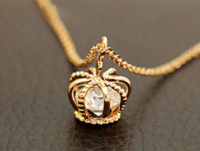 jewelry-seller:  Only $3.6 shop at Cost21.com, cross crown diamond golden necklace